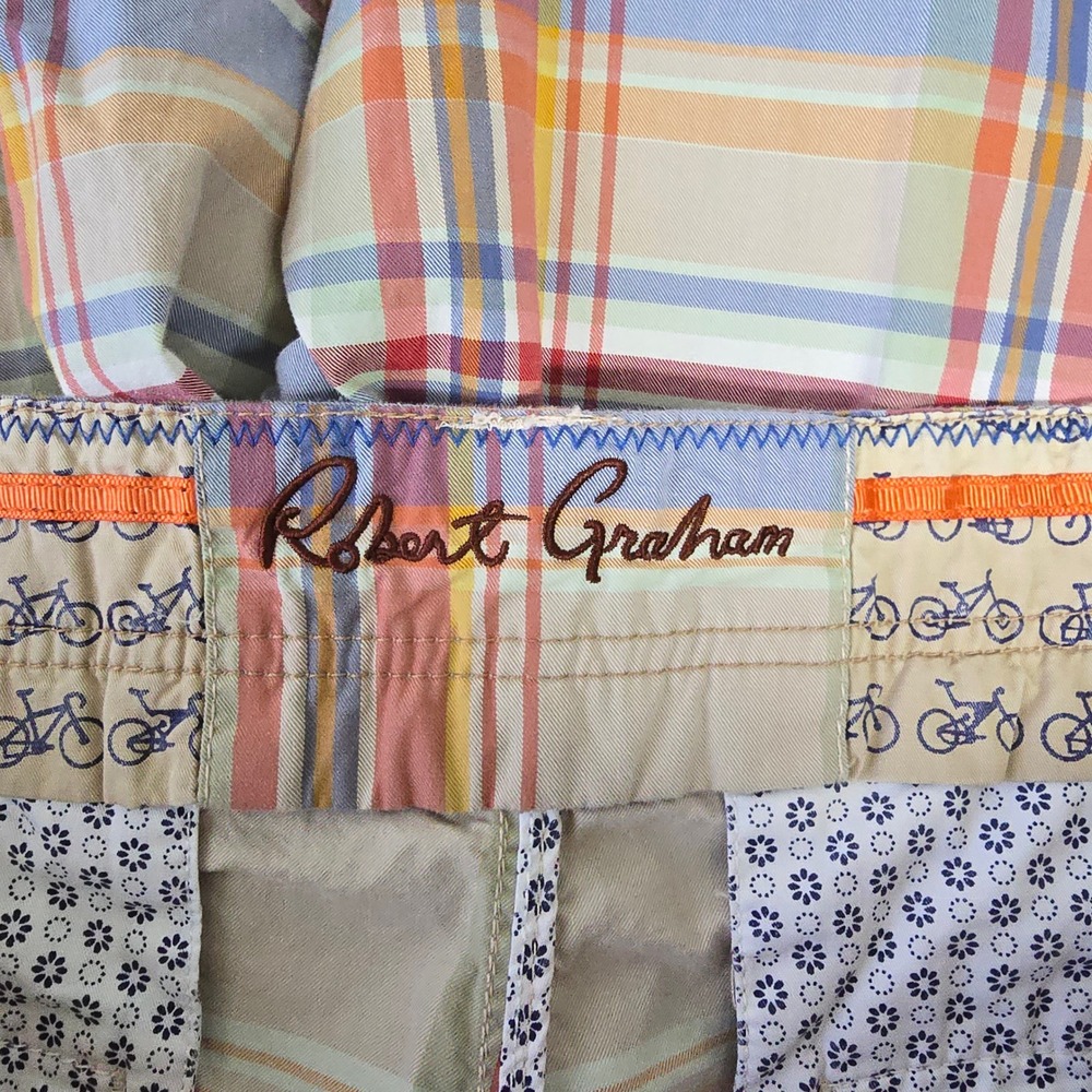 Robert Graham Plaid Shorts Mens 36 Multicolor Bicycle Trim Preppy Summer Casual - Picture 6 of 15